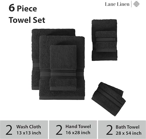 Luxury Bath Towels Set - 6 Piece by LANE LINEN