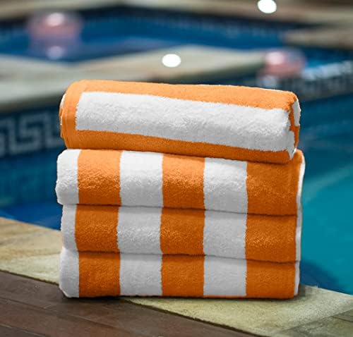 Avalon Towels Cabana Beach Towels 4-Pack 30x60 inches Orange Stripe