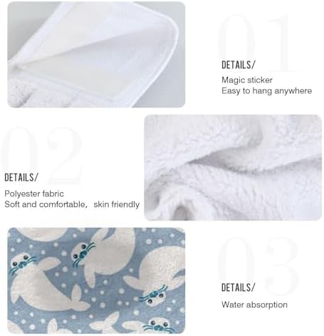 White Cartoon Sea Lion Hand Towels