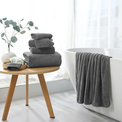 Extra Large 4-Pack Bath Towels 35x70 Dark Gray Soft Quick-Dry