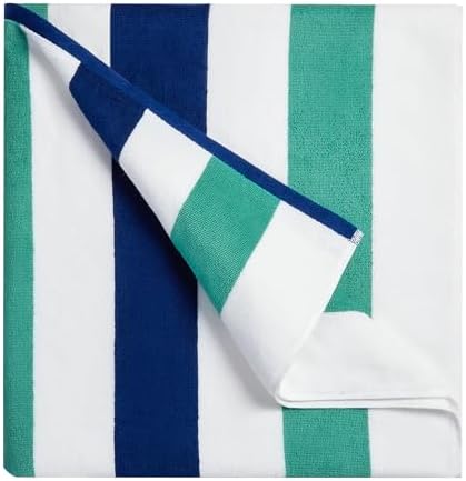 40x70 Plush Thick Beach Towel for Adults WhiteTeal