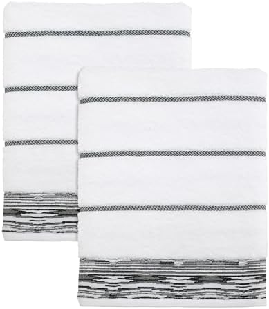 Nicole Miller New York - Bath Towels Sydney Collection WhiteBlack Set of 2