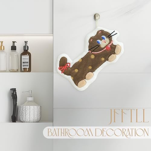 JFFTLL Brown Polka Dot Cat Hand Towels