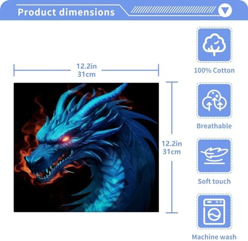 YETTASBIN Dragon Washcloths 2 Pack Soft Absorbent Cotton Towels