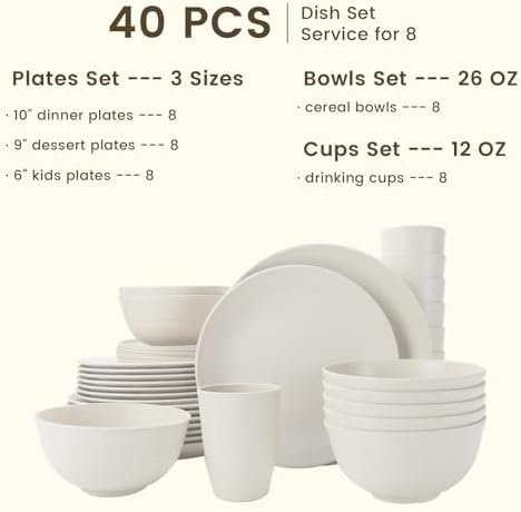 Durable and Elegant 40-Piece Dinnerware Set for 8