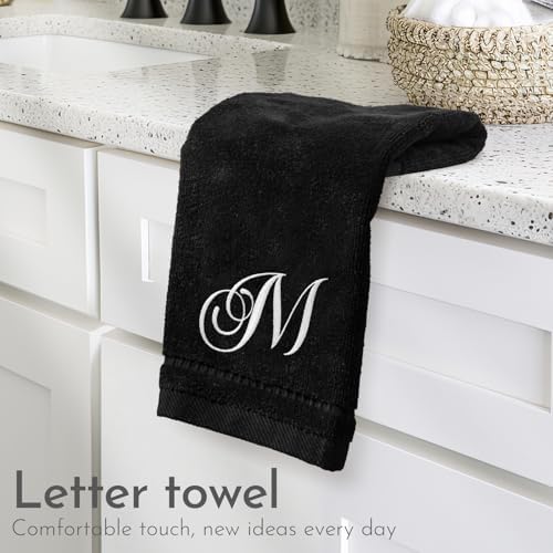 KLL Monogrammed Towels Set - 11x18 Inch Fingertip Embroidered Towels for Bathroom