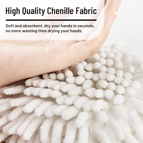 Dormercy Fuzzy Ball Towels 2 Pack White with 4 Clips