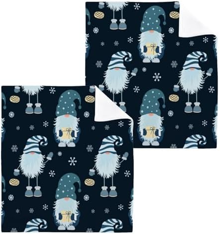 Fun Christmas Gnome Washcloths Soft and Absorbent Towels Set of 2