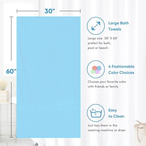HOMEXCEL 4-Piece Bath Towel Set Microfiber 30x60 Fast Dry Luxury Quality