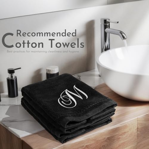 KLL Monogrammed Towels Set - 11x18 Inch Fingertip Embroidered Towels for Bathroom