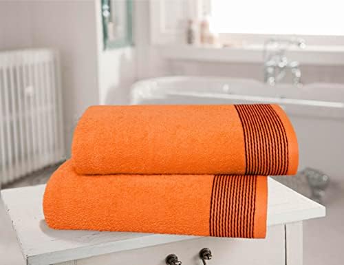 Belizzi Home Ultra Soft 2-Pack Cotton Bath Towels Soft Durable Orange