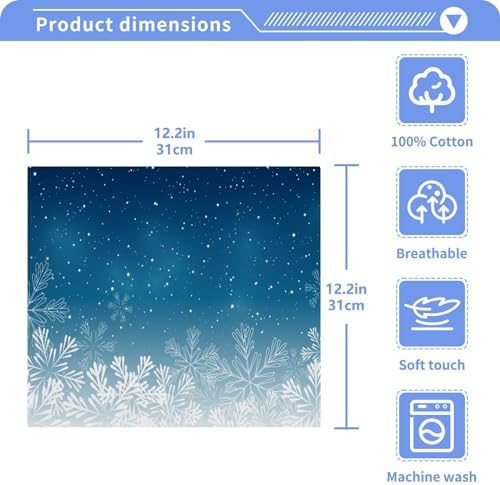 Blue Christmas Snowflake Washcloths 2 Pack