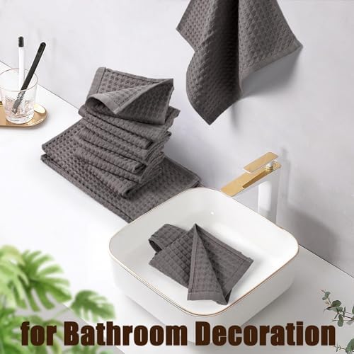 Cleanbear Classic Waffle Washcloths 12 Pack Gray