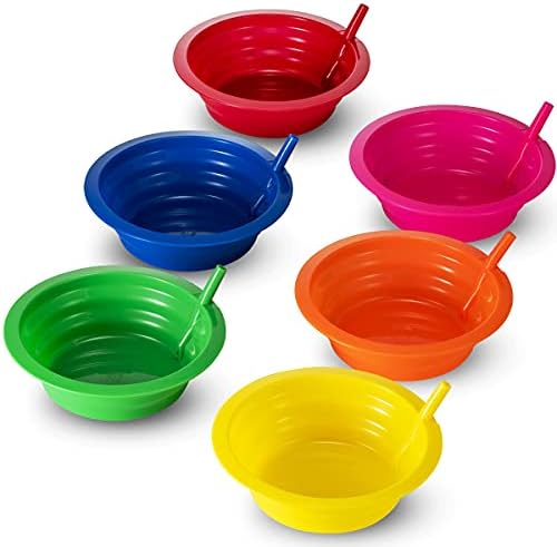 JoyServe Reusable Cereal Bowls with Built-in Straws for Kids