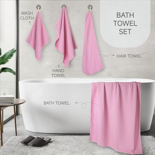 Oversize bath towel set with 4 pieces microfiber waffle bath towels