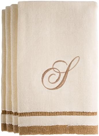 Monogrammed Fingertip Towels Standard Size Ivory Set of 4