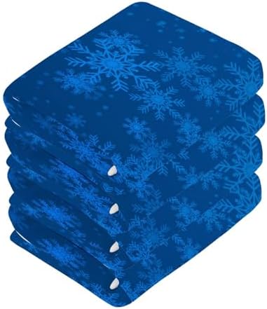 Blue Christmas Snowflake Washcloth Set - Soft Absorbent Reusable Face Towels