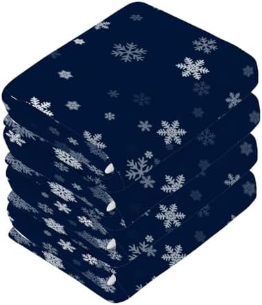 Blue Snowflake Washcloth Set Soft Cotton Face Towels 2Pack
