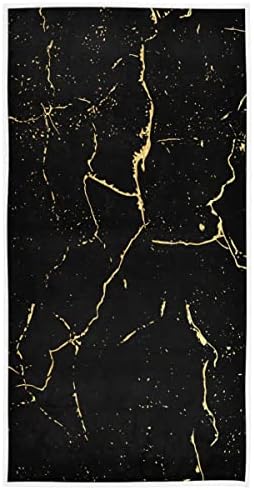 Wamika Black Gold Marble Hand Bath Towels Set - Soft Absorbent Durable
