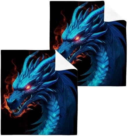 YETTASBIN Dragon Washcloths 2 Pack Soft Absorbent Cotton Towels