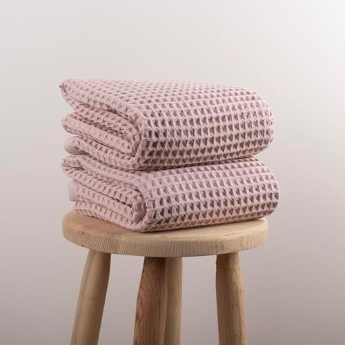 Pack of 2 Luxury Waffle Weave Bath Towels 100 Turkish Cotton