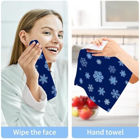 YETTASBIN Blue Snowflake Washcloths 2 Pack 2
