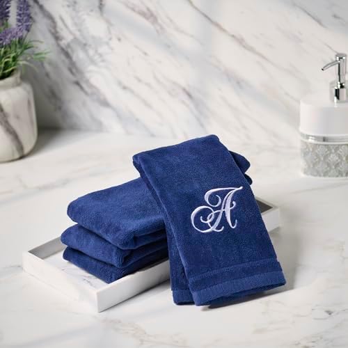 Creative Scents Monogrammed Towels - 4-Piece Navy Blue