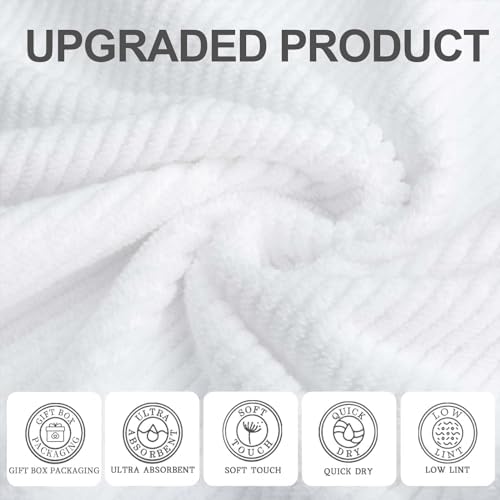 VOOVA MOVAS White Hand Towels 4 Pack Large 18x28