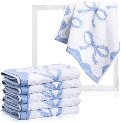 Blue Bow Washcloths for Hand Face