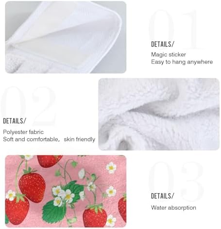 Cute Strawberry Pink Kitchen Hand Towels Set of 2