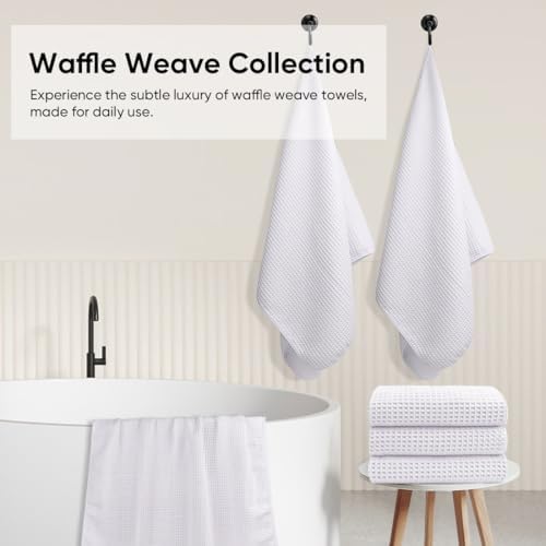 HOMEXCEL Waffle Bath Towels 2 Pack Ultra Soft Quick Dry