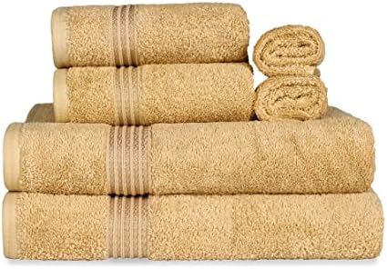 Superior Luxury Cotton Bath Towels 6-Piece Set Gold