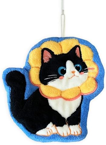 JFFTLL Yellow Flower Tuxedo Cat Hand Towels