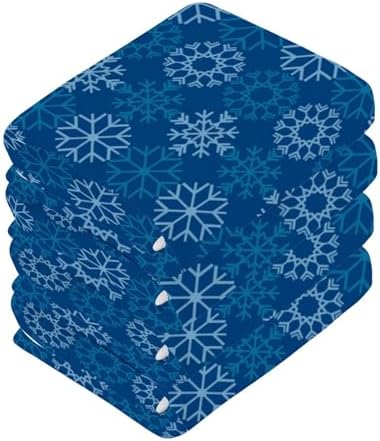 YETTASBIN Blue Snowflake Washcloths 2 Pack