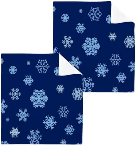 YETTASBIN Blue Snowflake Washcloths 2 Pack 2