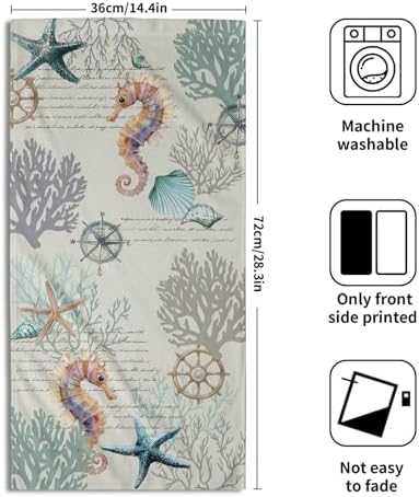 Nautical Coral Hand Towels Set of 2