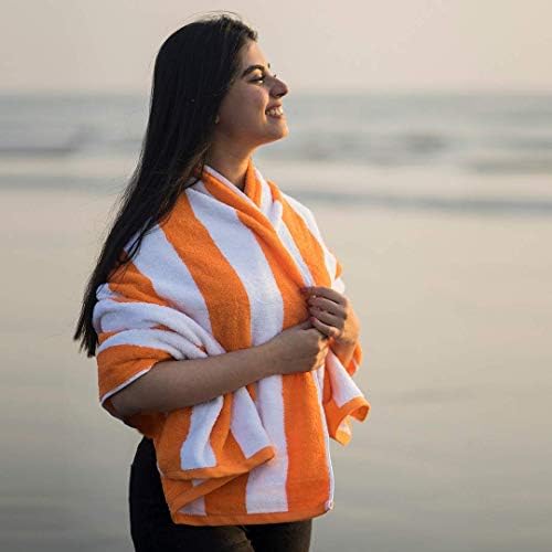 Avalon Towels Cabana Beach Towels 4-Pack 30x60 inches Orange Stripe
