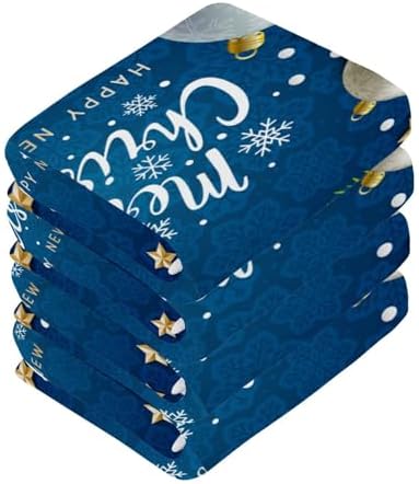 Merry Christmas Blue Yettasa Bins Soft Reusable Washcloth Set for Baby Faces