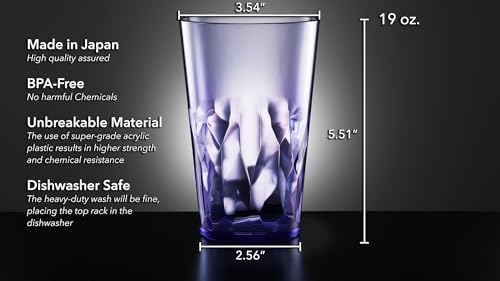 Unbreakable Premium Drinking Glass Set of 6 19 Oz