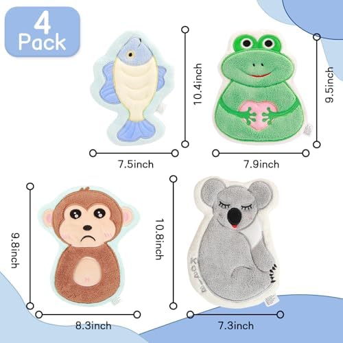 4-Pack Cute Animal Hand Towels with Hanging Loop for Home Kitchen