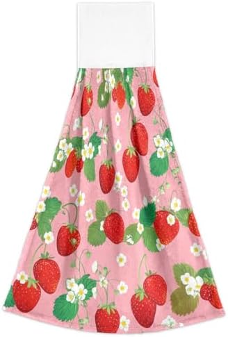 Cute Strawberry Pink Kitchen Hand Towels Set of 2