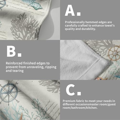 Nautical Coral Hand Towels Set of 2