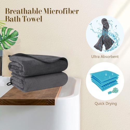 Orighty Bath Towels Pack of 2 27x54 Impossible to Hold