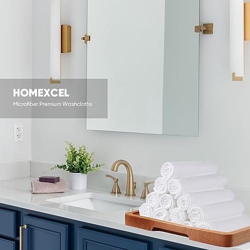 HOMEXCEL 12 Pack Microfiber Washcloths - 12x12 Inch