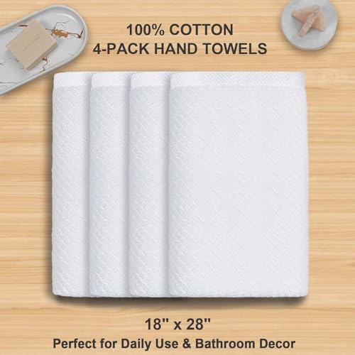 VOOVA MOVAS White Hand Towels 4 Pack Large 18x28