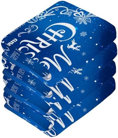 Merry Christmas Blue Washcloth 2 Pack for Babies Soft Reusable