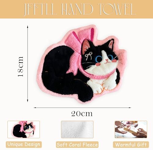 Coquette Pink Bow Cat Hand Towels