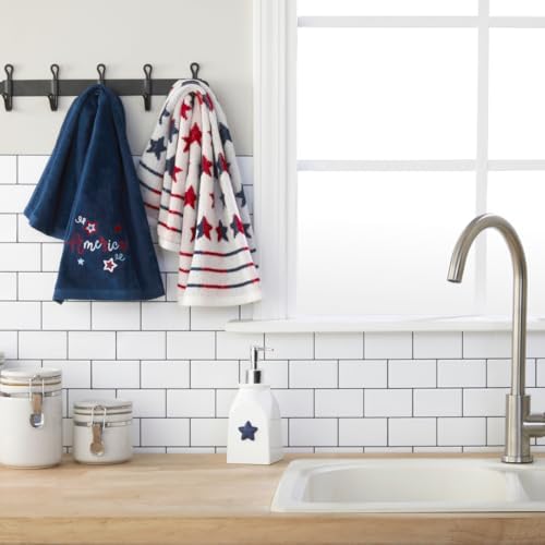 Patriotic Red White Star Hand Towel Set 2 Count