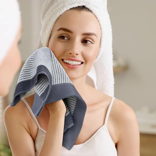 Cleanbear Premium Washcloths for Bathing 12-Pack with jacquard Design Soft Durable