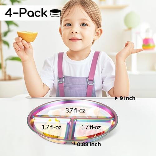 Rainbow 9 Stainless Steel Toddler Plate Set